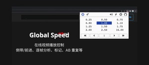 Global Speed – 在线视频播放控制：倍速、倒带/前进、逐帧分析、标记、AB 重复等[Chrome/Firefox]-三七九技术汇